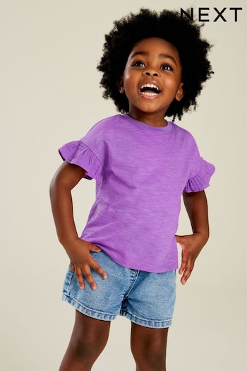 Purple Frill Short Sleeve T-Shirt (3mths-7yrs) (902707) | £4 - £6
