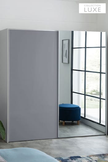 Grey White Sloane Collection Luxe 2m Sliding Glass Fitted Wardrobe (902823) | £1,250