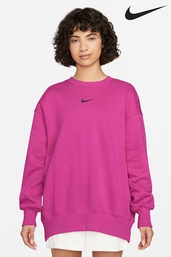 Nike barkley Fushsia Pink Oversized Mini Swoosh Sweatshirt (902872) | £55