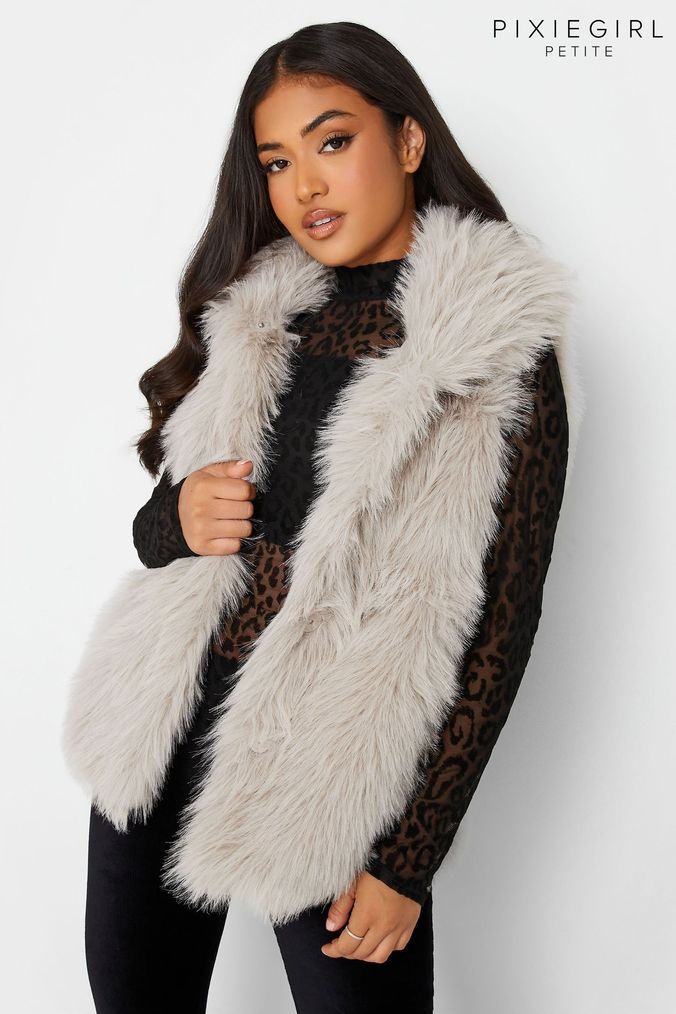 Black fur gilets womens online