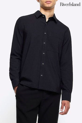 River Island Black Seersucker Shirt (902927) | £35