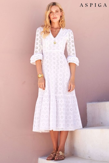 Aspiga Victoria Broderie White Dress (903173) | £200