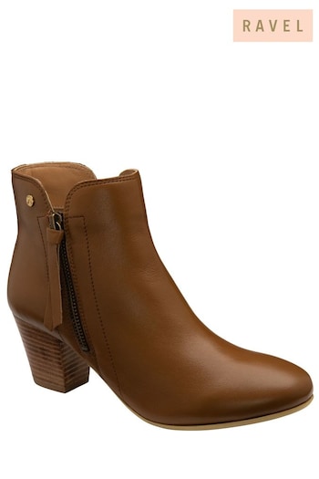 Ravel Brown Leather Heeled Ankle Boots (903429) | £90