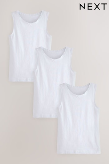 White Lace Trim Vest 3 Pack (1.5-16yrs) (903582) | £6 - £9