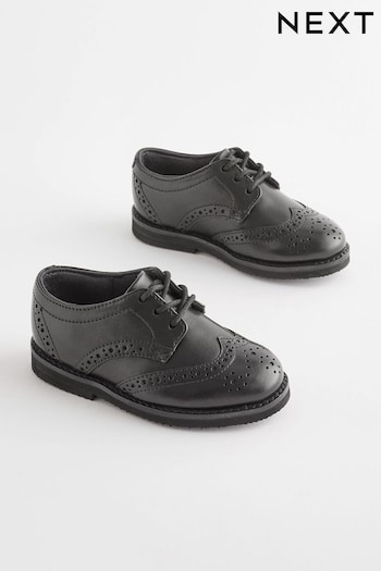 Black Wide Fit (G) Smart Leather Brogues Shoes Anthracite (903954) | £28 - £30