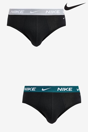 Nike Black Mens Underwear Everyday Cotton Stretch Hip Briefs (2 Pack) (904179) | £20