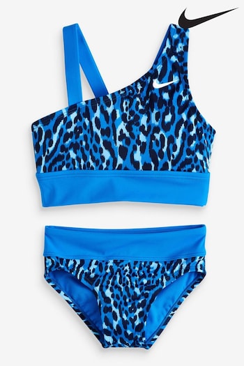 Nike Blue Animal Print Asymmetrical Top Bikini Set (904302) | £27