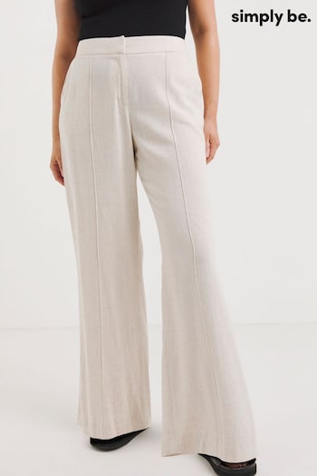 Simply Be Nude Linen Wide Leg Trousers (904317) | £34