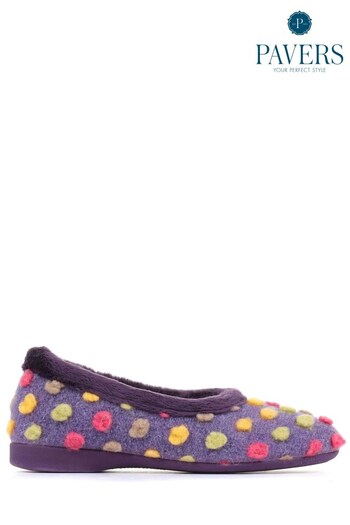 Pavers Purple Multi Ladies Full Woolly Slippers (904390) | £20
