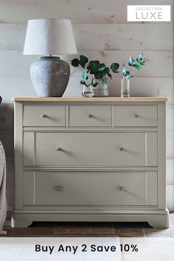 Grey Hampton Painted Oak Collection Luxe 5 Drawer Chest of Drawers (904399) | £850