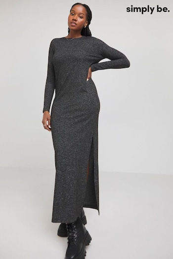 Simply Be Charcoal Grey Cosy Marl Maxi Dress (904619) | £36