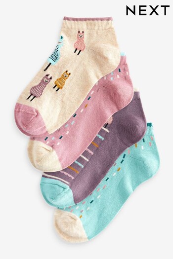 Pink Llama Trainer Socks 4 Pack (904761) | £10