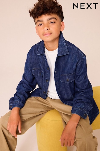 Denim Dark Blue Long Sleeve 100% Cotton Shirt (3-16yrs) (904781) | £16 - £21