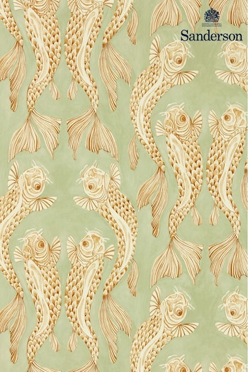 Sanderson Green Voyaging Koi 10.05M Wallpaper (904813) | £125