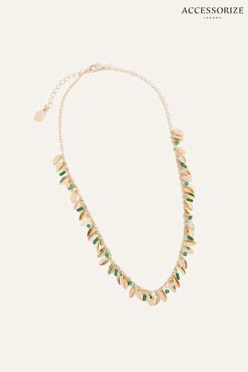 Accessorize Green Leaf and Bead Necklace (904848) | £14
