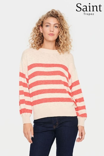 Saint Tropez Red Claire Stripe Pullover Jumper (904902) | £60