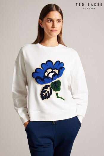 Ted Baker Karlaih White Sweatshirt With Boucle Flower (904920) | £95