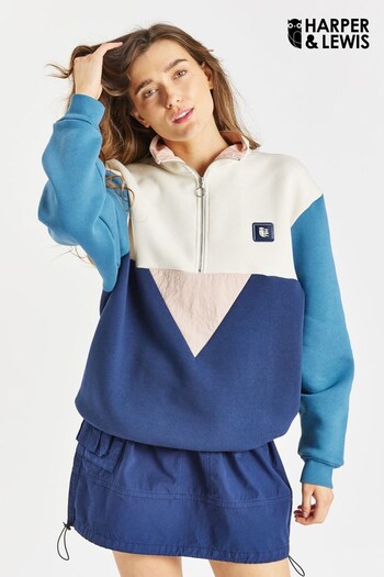 Harper & Lewis Blue Ash 1/4 Zip Sweatshirt (904927) | £27