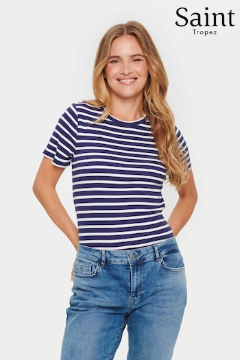 Saint Tropez Blue Aster Short Sleeves Stripe T-Shirt (904994) | £35
