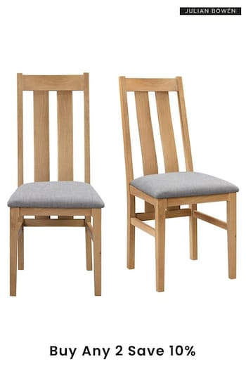 Julian Bowen Set of 2 Oak Cotswold Dining Chairs (905309) | £250