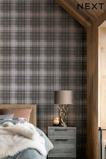 Grey Alpine Lodge Check Wallpaper (905460) | £36