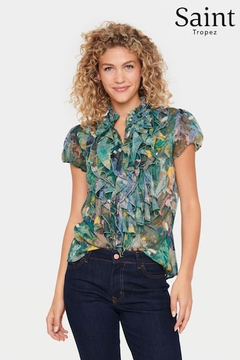 Saint Tropez Green Lilja Short Sleeve Shirt (905533) | £45