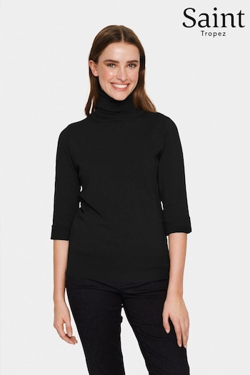 Saint Tropez Kila Rollneck Half Sleeve Black Pullover Jumper (905609) | £40