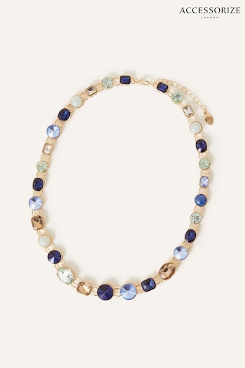 Accessorize Blue Mixed Stones Statement Necklace (905623) | £20