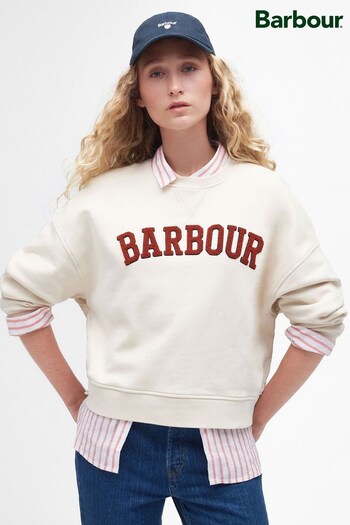 Barbour® Cream Varsity Silverdale Crew Neck Sweatshirt (905720) | £70