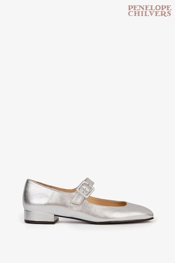 Penelope Chilvers Silver Low Mary Jane Leather Shoes Ultra (905819) | £199