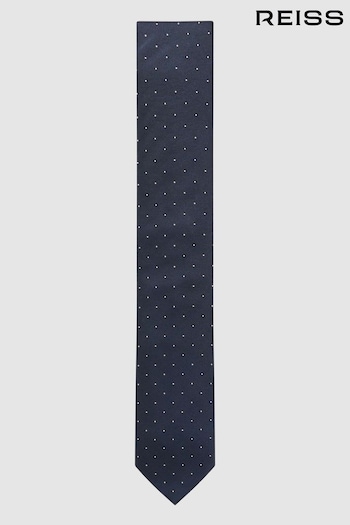 Reiss Navy Liam Polka Dot Silk Tie (905859) | £48