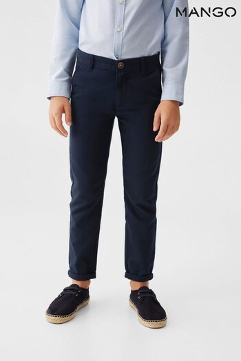 Mango Blue Linen Chino Trousers (906121) | £23