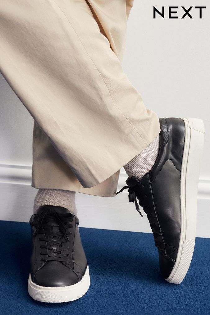 Black smart casual trainers clearance