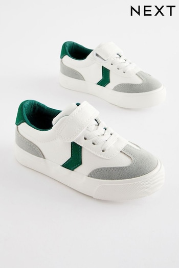 White Standard Fit (F) Touch Fastening Chevron Trainers (906300) | £16 - £19