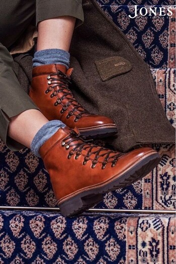 Jones Bootmaker Brown Klara Goodyear Welted Ladies Leather Hiker Boots (906337) | £165
