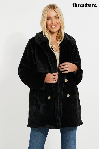 Threadbare Black Faux Fur Coat (906825) | £50