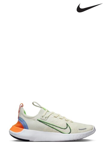 Nike White Free Run Flyknit Road Running Trainers (906831) | £110