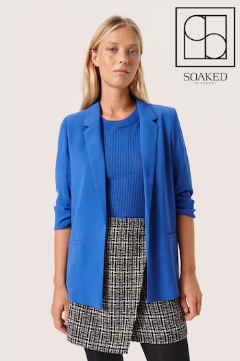 Soaked in Luxury Blue Shirley 3/4 Sleeves Open Front Blazer (906945) | £75