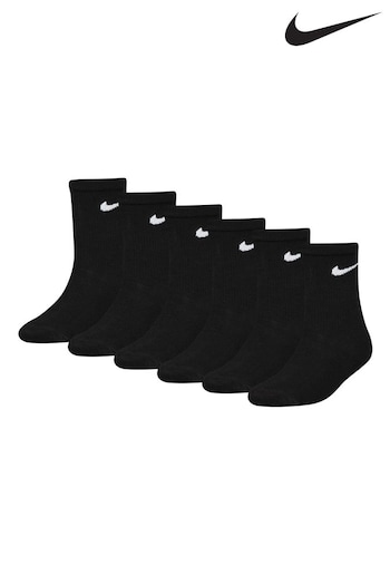 Nike Black Crew Socks 6 Pack Little Kids (907050) | £14