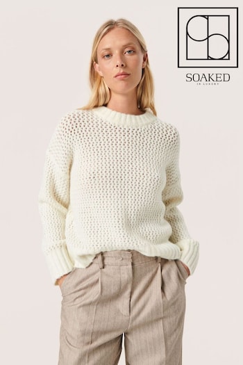 Soaked in Luxury Paradis Chunky Textured Knit White Pullover (907055) | £90