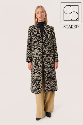 Soaked in Luxury Lylia Printed Brown Long Coat (907167) | £170