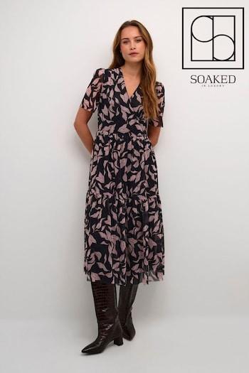 Soaked in Luxury Aldora Mesh Short Sleeve Wrap Black Dress (907247) | £75