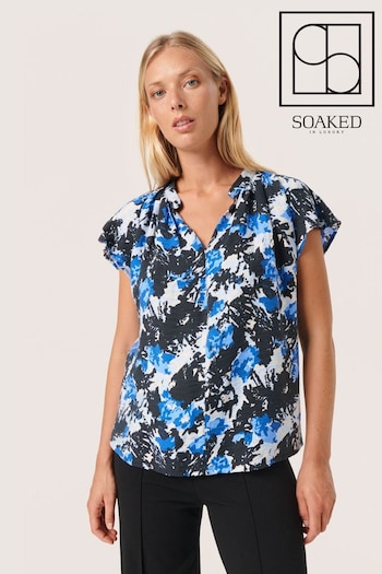 Soaked in Luxury Blue Nicasia Short Batwing Sleeves Blouse (907250) | £60