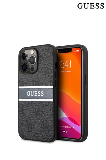 Guess iPhone 14 Pro Max Grey Case - 4G Pu Case With Printed Stripe (907278) | £40