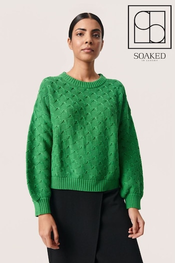 Soaked in Luxury Green Rava Textured Knit Pullover (907292) | £60