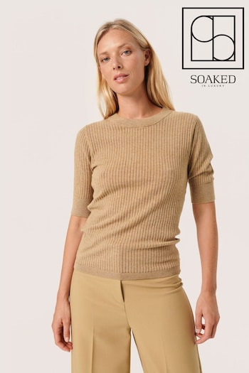 Soaked in Luxury Spina Short Sleeve Rib Knit  Pullover (907336) | £50