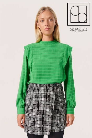 Soaked in Luxury Green Catina High Neck Long Sleeves Blouse (907348) | £75