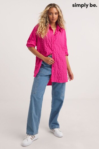 Simply Be Pink Relaxed Textured Shirt (907597) | £24