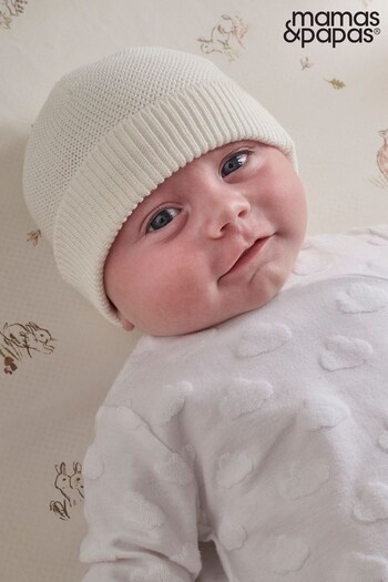 Mamas & Papas Hat & Booties Set Fine Knit White (907622) | £16