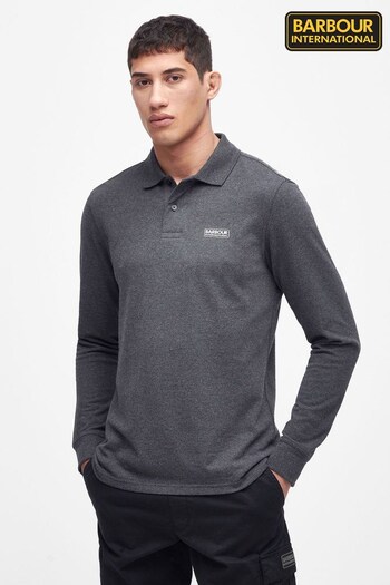 Barbour® International Grey Lng Sleeve Polo Shirt (907630) | £60